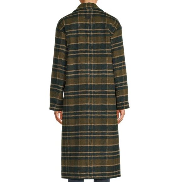 NEW HUNTER Wool Blend Plaid Coat in multi green for women 1225 8m4 - Picture 4 of 7